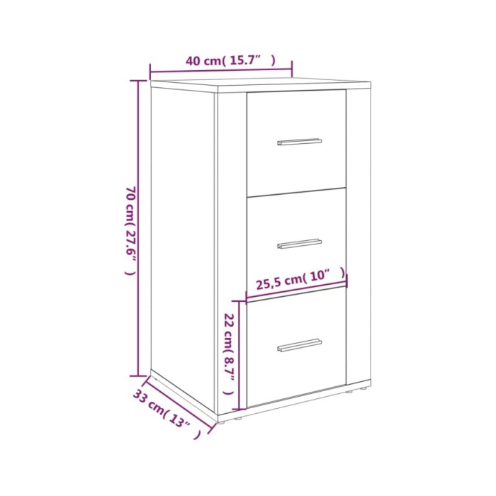Buffet Chêne fumé 40x33x70 cm Bois d'ingénierie