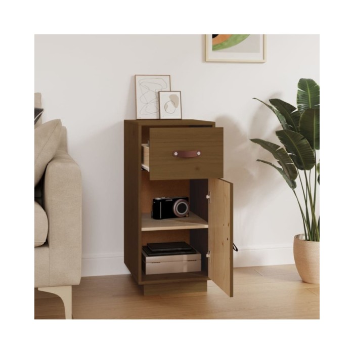 Buffet Marron miel 34x40x75 cm Bois massif de pin