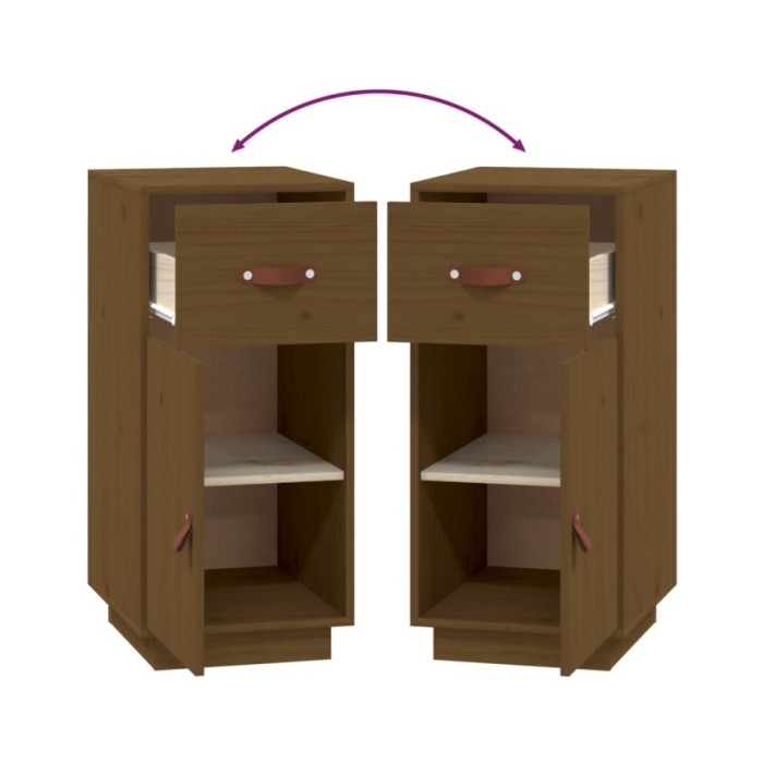 Buffet Marron miel 34x40x75 cm Bois massif de pin