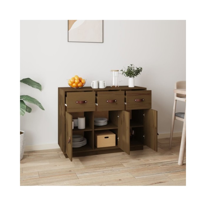 Buffet Marron miel 100x40x75 cm Bois massif de pin