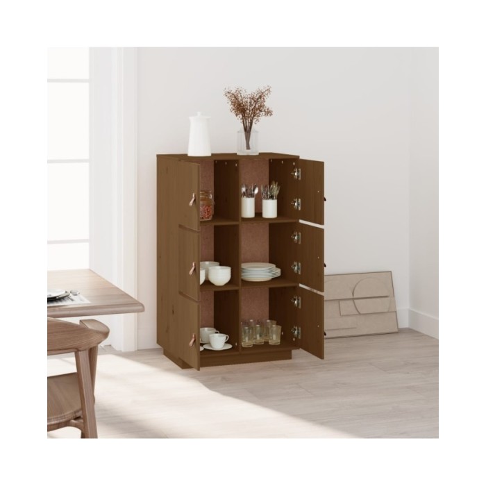 Buffet haut Marron miel 67x40x108,5 cm Bois massif de pin