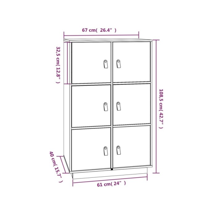 Buffet haut Marron miel 67x40x108,5 cm Bois massif de pin