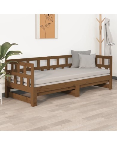 Lit coulissant Marron miel Bois de pin solide 2x(90x190) cm