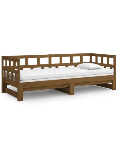 Lit coulissant Marron miel Bois de pin solide 2x(90x190) cm