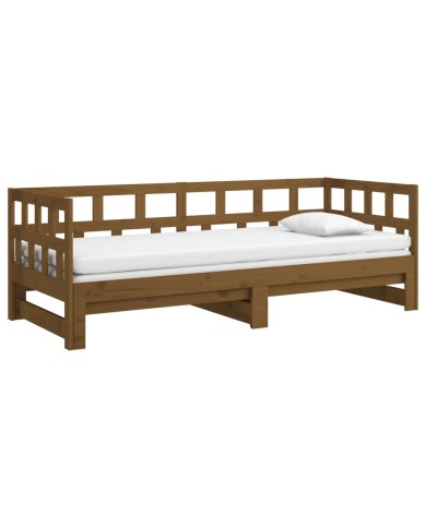 Lit coulissant Marron miel Bois de pin solide 2x(90x190) cm