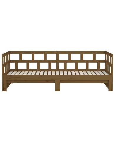 Lit coulissant Marron miel Bois de pin solide 2x(90x190) cm