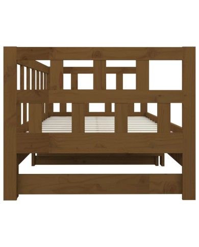 Lit coulissant Marron miel Bois de pin solide 2x(90x190) cm