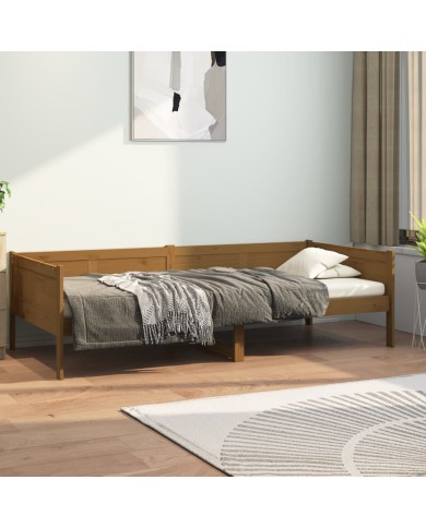 Lit de jour Marron miel Bois massif de pin 90x190 cm