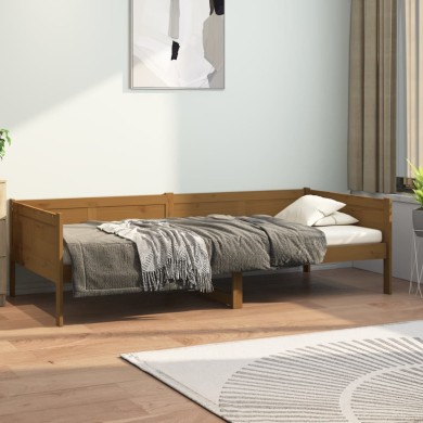 Lit de jour Marron miel Bois massif de pin 90x190 cm