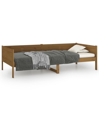 Lit de jour Marron miel Bois massif de pin 90x190 cm