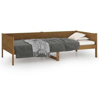 Lit de jour Marron miel Bois massif de pin 90x190 cm