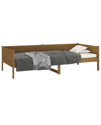 Lit de jour Marron miel Bois massif de pin 90x190 cm