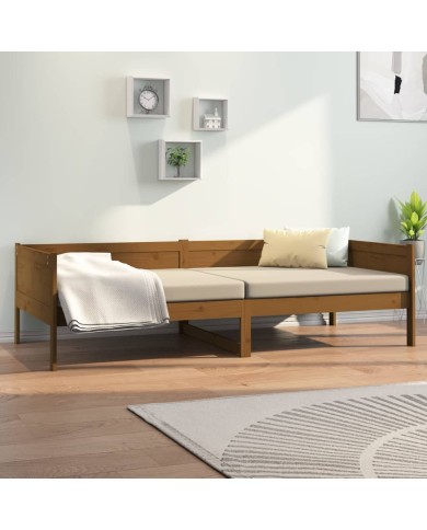 Lit de jour Marron miel Bois massif de pin 90x190 cm
