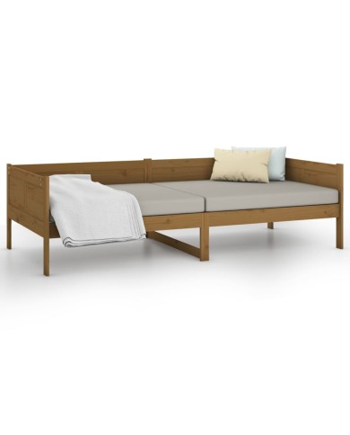 Lit de jour Marron miel Bois massif de pin 90x190 cm