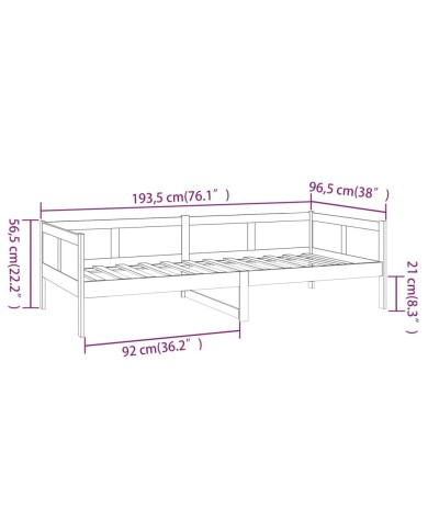 Lit de jour Marron miel Bois massif de pin 90x190 cm