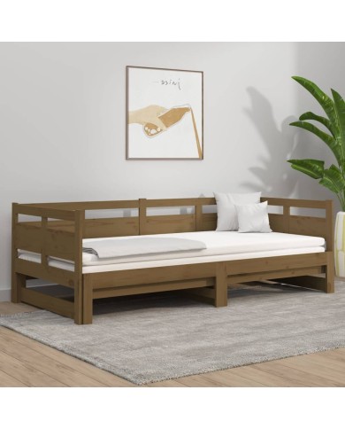 Lit coulissant Marron miel Bois de pin solide 2x(90x190) cm