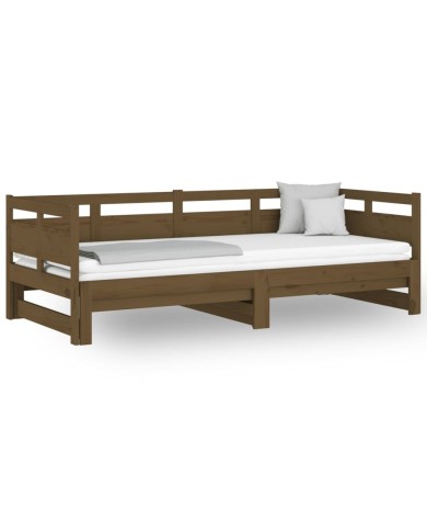 Lit coulissant Marron miel Bois de pin solide 2x(90x190) cm
