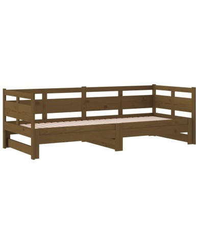 Lit coulissant Marron miel Bois de pin solide 2x(90x190) cm