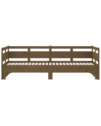 Lit coulissant Marron miel Bois de pin solide 2x(90x190) cm