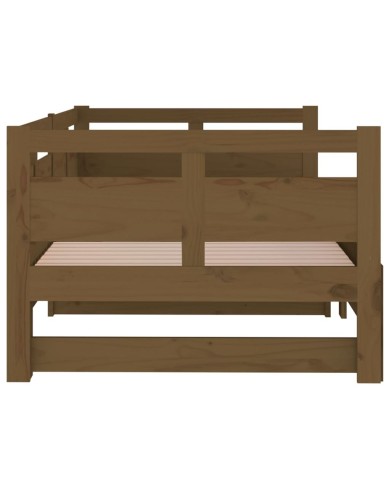 Lit coulissant Marron miel Bois de pin solide 2x(90x190) cm