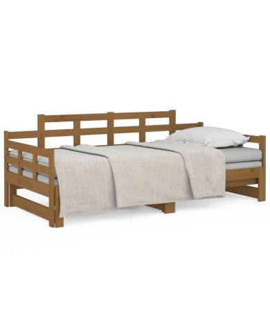 Lit coulissant Marron miel Bois de pin solide 2x(90x190) cm