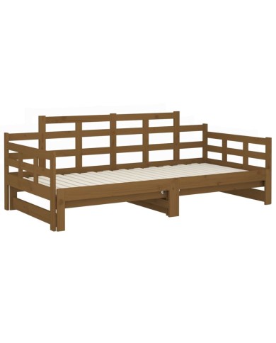 Lit coulissant Marron miel Bois de pin solide 2x(90x190) cm