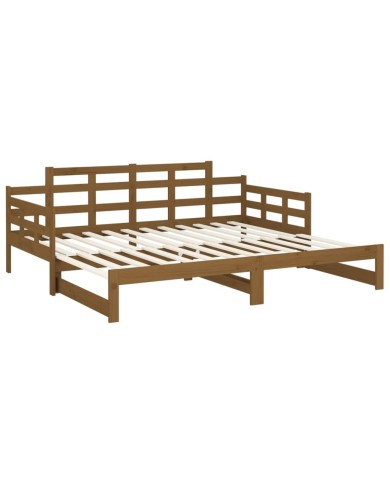 Lit coulissant Marron miel Bois de pin solide 2x(90x190) cm