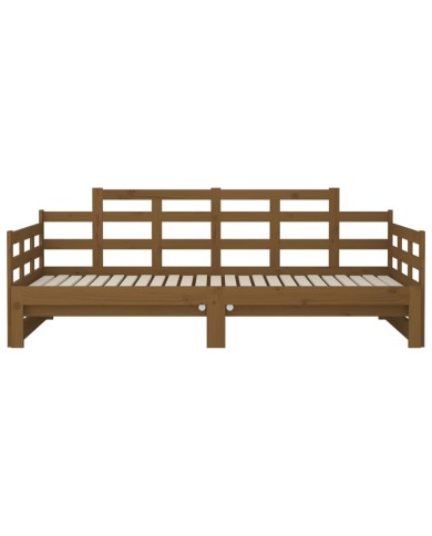 Lit coulissant Marron miel Bois de pin solide 2x(90x190) cm