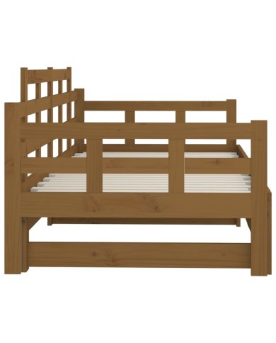Lit coulissant Marron miel Bois de pin solide 2x(90x190) cm