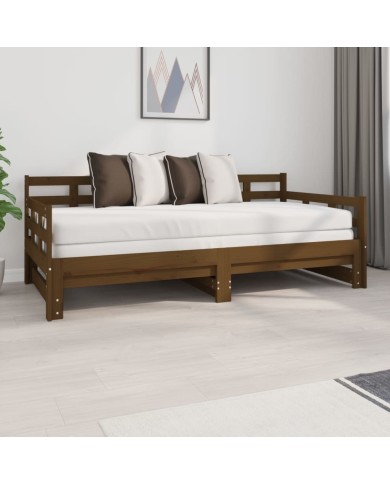 Lit coulissant Marron miel Bois de pin solide 2x(90x190) cm