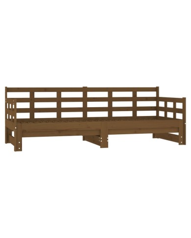 Lit coulissant Marron miel Bois de pin solide 2x(90x190) cm
