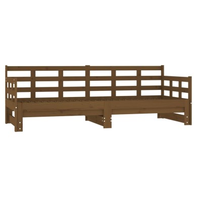 Lit coulissant Marron miel Bois de pin solide 2x(90x190) cm