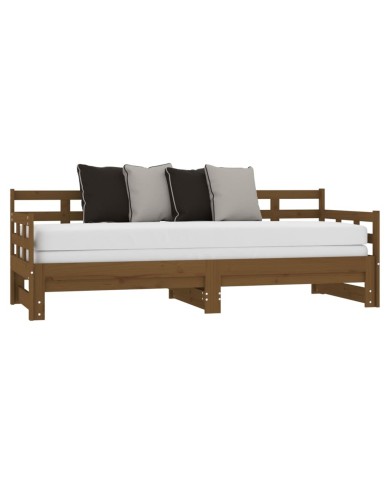 Lit coulissant Marron miel Bois de pin solide 2x(90x190) cm