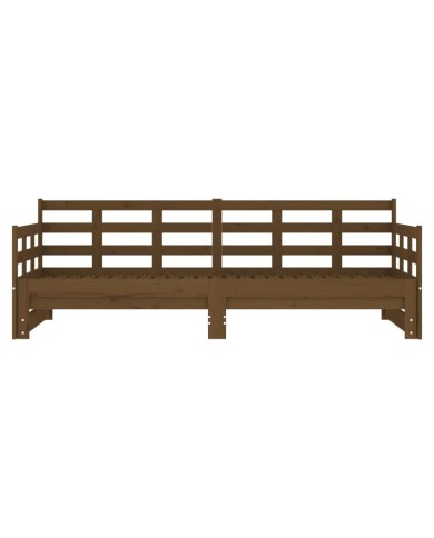 Lit coulissant Marron miel Bois de pin solide 2x(90x190) cm
