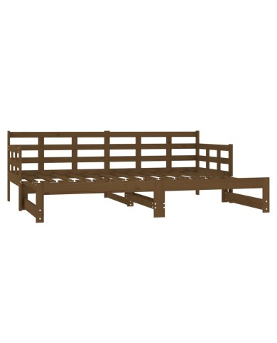Lit coulissant Marron miel Bois de pin solide 2x(90x190) cm