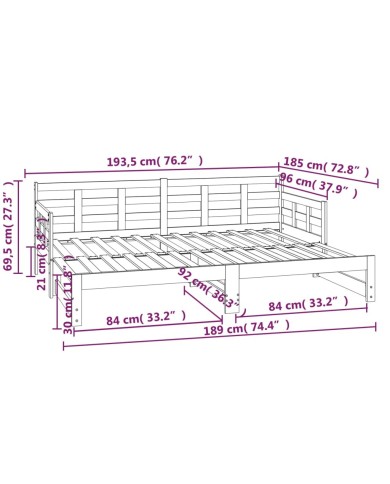 Lit coulissant Marron miel Bois de pin solide 2x(90x190) cm