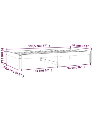 Lit de jour Marron miel 90x190 cm Simple Bois de pin massif