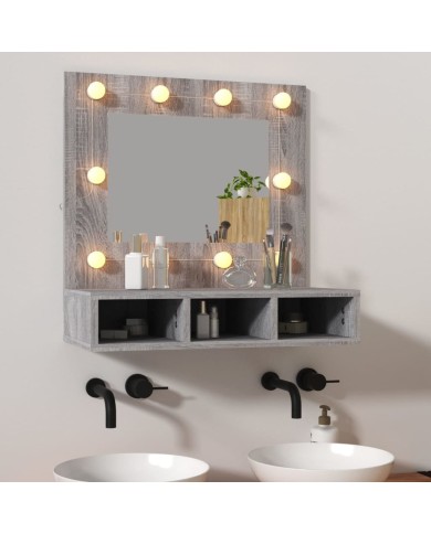 Armoire à miroir avec LED Sonoma gris 60x31,5x62 cm
