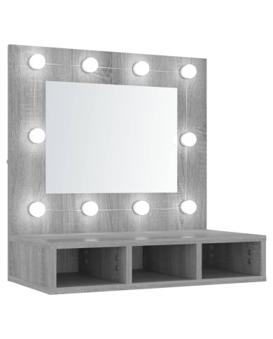Armoire à miroir avec LED Sonoma gris 60x31,5x62 cm