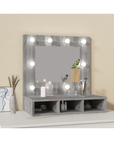 Armoire à miroir avec LED Sonoma gris 60x31,5x62 cm