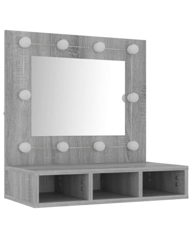 Armoire à miroir avec LED Sonoma gris 60x31,5x62 cm
