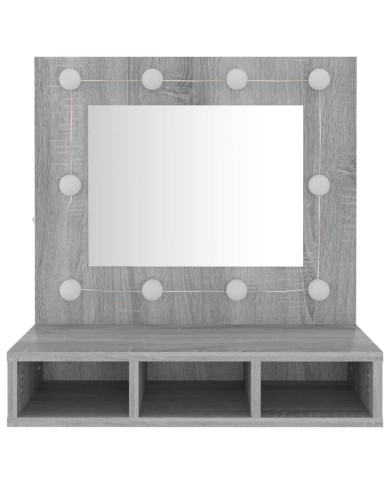 Armoire à miroir avec LED Sonoma gris 60x31,5x62 cm
