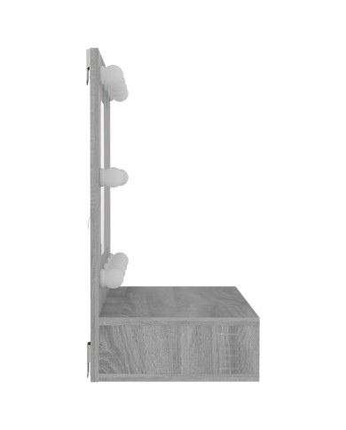 Armoire à miroir avec LED Sonoma gris 60x31,5x62 cm