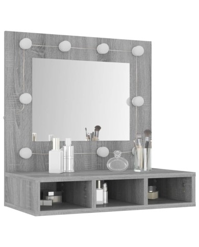 Armoire à miroir avec LED Sonoma gris 60x31,5x62 cm