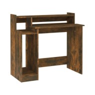 Bureau et lumières LED Chêne fumé 97x45x90 cm Bois d'ingénierie