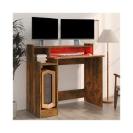 Bureau et lumières LED Chêne fumé 97x45x90 cm Bois d'ingénierie