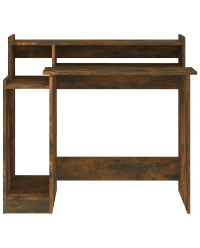 Bureau et lumières LED Chêne fumé 97x45x90 cm Bois d'ingénierie