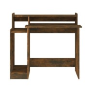 Bureau et lumières LED Chêne fumé 97x45x90 cm Bois d'ingénierie