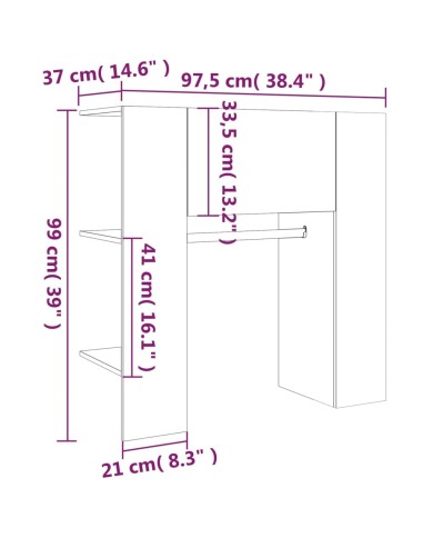 Armoire de couloir Sonoma gris 97,5x37x99 cm Bois d'ingénierie