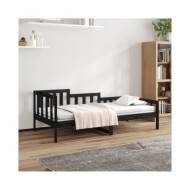Lit de jour Noir 90x190 cm Bois de pin massif
